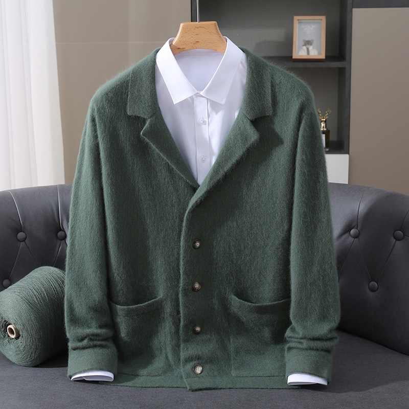 Wool Coat Peacoat - Nowy kardigan męski z wełny norek,