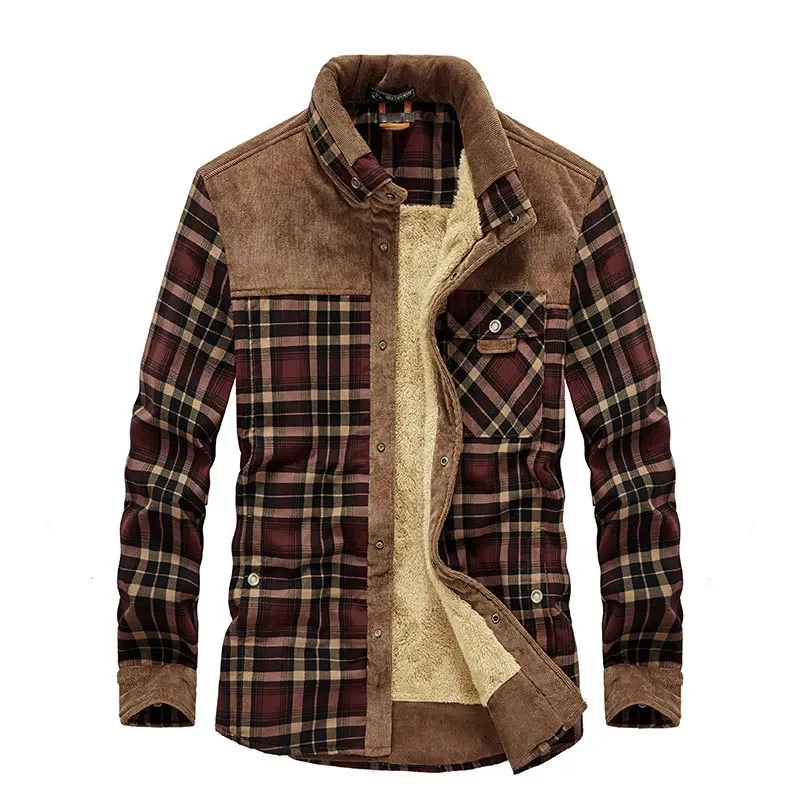 Flannel Shirt Lined - Męskie koszule w kratę Kurtki zimowe